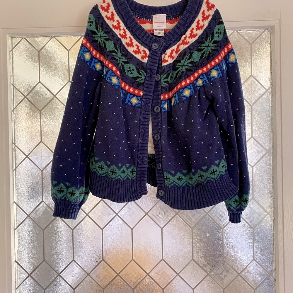 Hanna Andersson Blue and Green Fair Isle Sweater